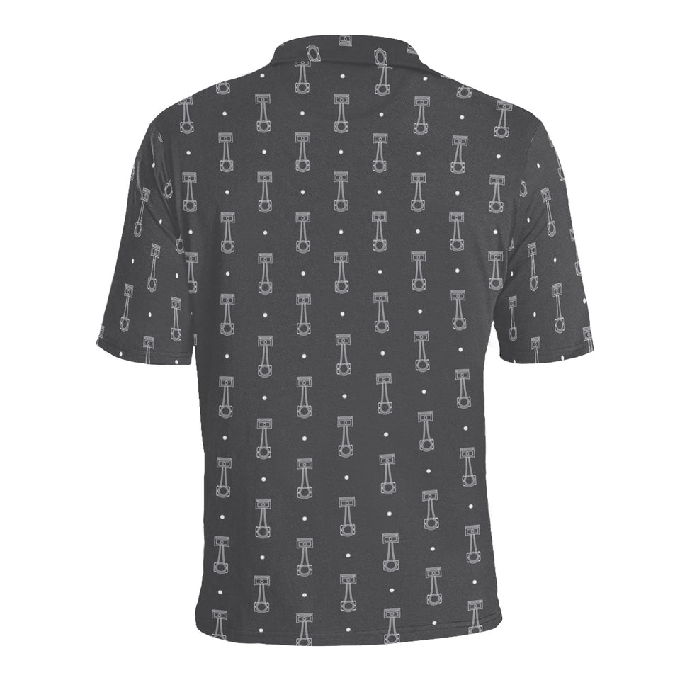 Engine Piston Black Background Pattern Design 02 Men's All Over Print Polo Shirt