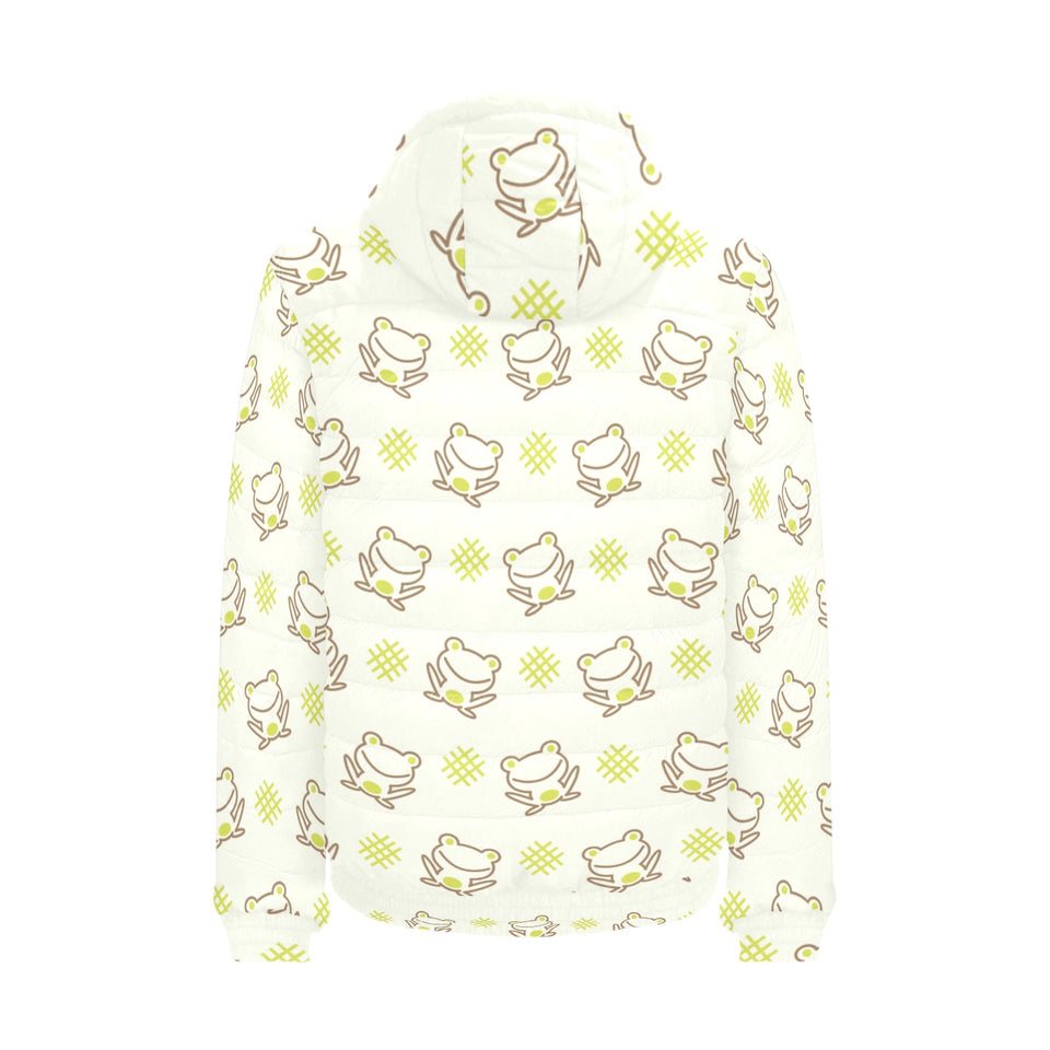 Cute cartoon frog baby pattern Men's Padded Hooded Jacket
