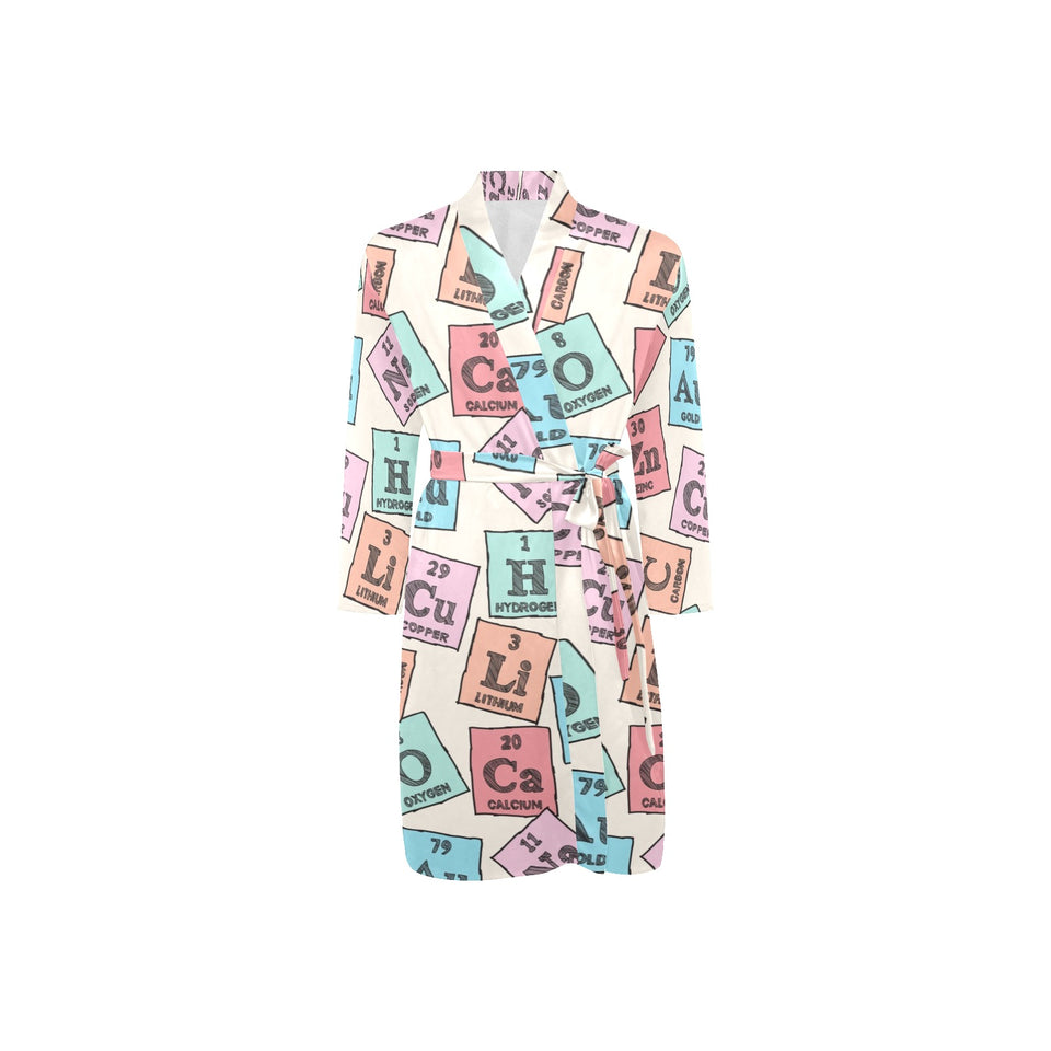 Chemistry Periodic Table Pattern Print Design 02 Men's Long Sleeve Belted Night Robe