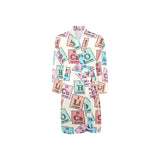 Chemistry Periodic Table Pattern Print Design 02 Men's Long Sleeve Belted Night Robe