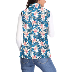 Hibiscus Pattern Print Design 02 Women's Padded Vest