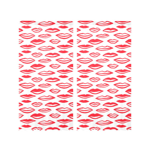 Lips Pattern Print Design 05 Gauze Curtain
