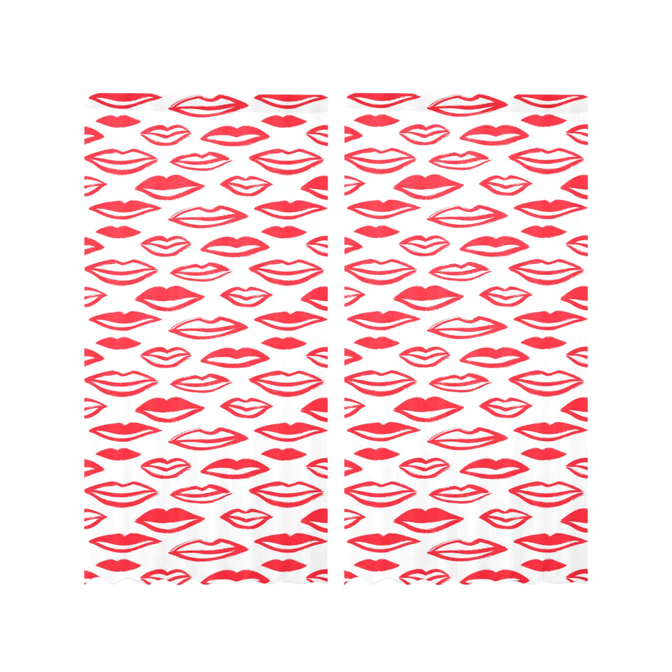 Lips Pattern Print Design 05 Gauze Curtain