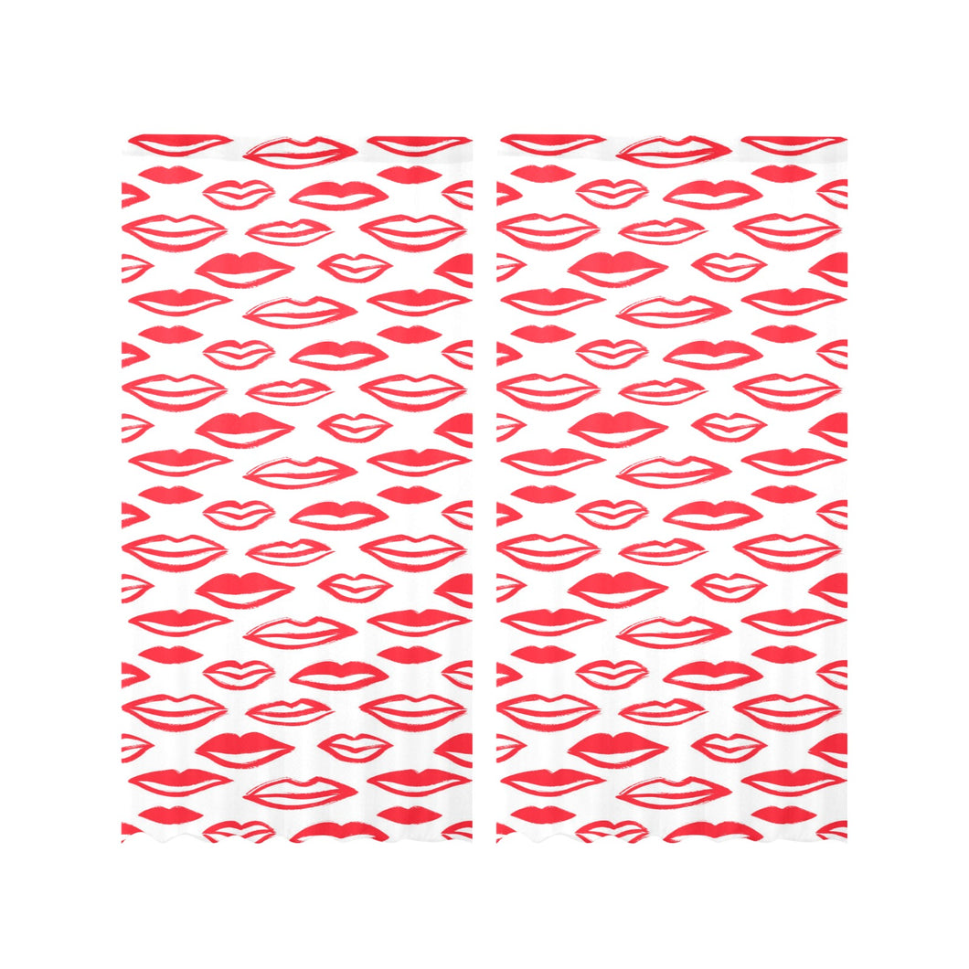 Lips Pattern Print Design 05 Gauze Curtain