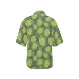 Hop pattern Hop cone background Women's All Over Print Hawaiian Shirt