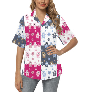 Teddy Bear Pattern Print Design 03 Women's All Over Print Hawaiian Shirt