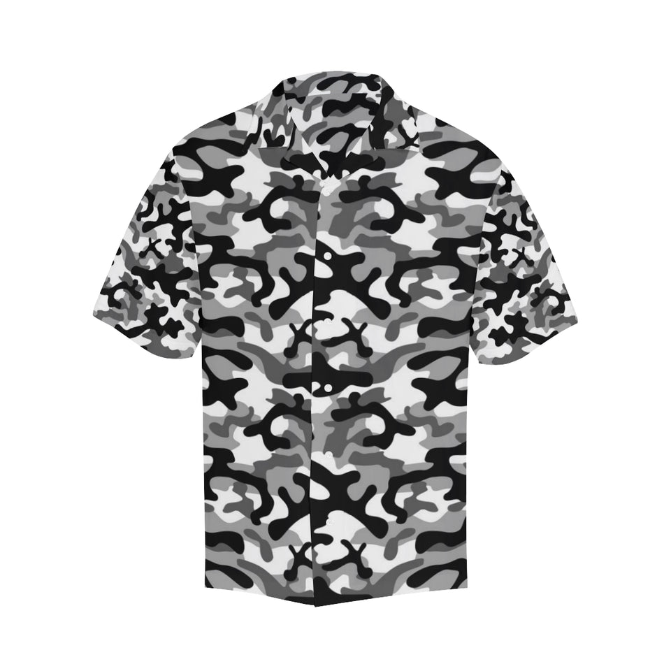 Black white camouflage pattern Men's All Over Print Hawaiian Shirt