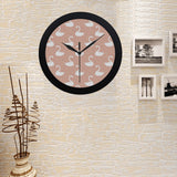 Swan flower light pink background Elegant Black Wall Clock