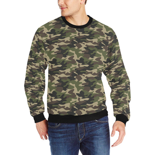 Dark Green camouflage pattern Men's Crew Neck Sweatshirt