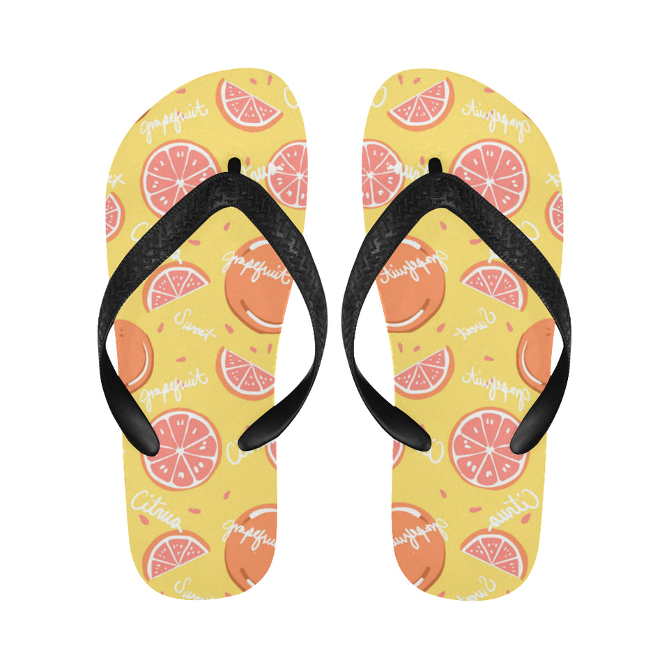 Grapefruit yellow background Unisex Flip Flops