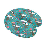 Boston terrier beautiful flower pattern U-Shaped Travel Neck Pillow