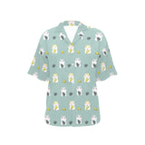 Cute hamster cheese pattern Women's All Over Print Hawaiian Shirt
