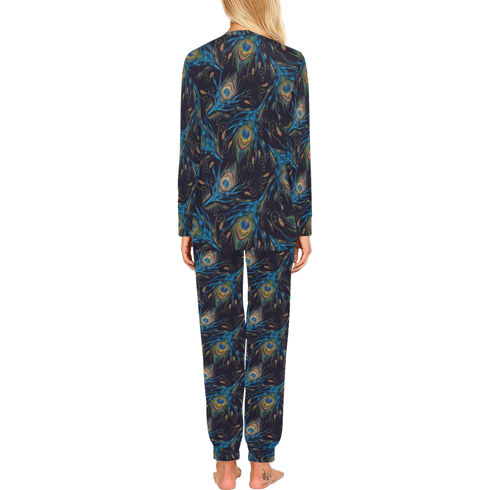 Beautiful peacock feather pattern Women's All Over Print Pajama Set