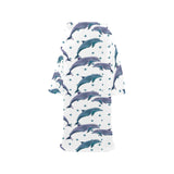 Dolphins pattern dotted background Blanket Robe with Sleeves