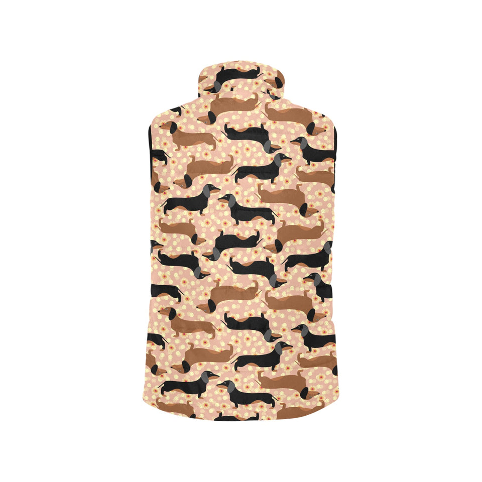 Dachshund floral background Women's Padded Vest