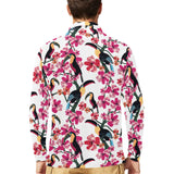 Toucan flower design pattern Men's Long Sleeve Polo Shirt
