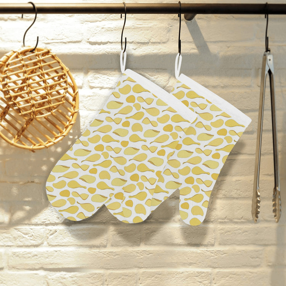 Potato Chips Pattern Print Design 02 Heat Resistant Oven Mitts