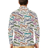 Sun Glasses Pattern Print Design 01 Men's Long Sleeve Polo Shirt