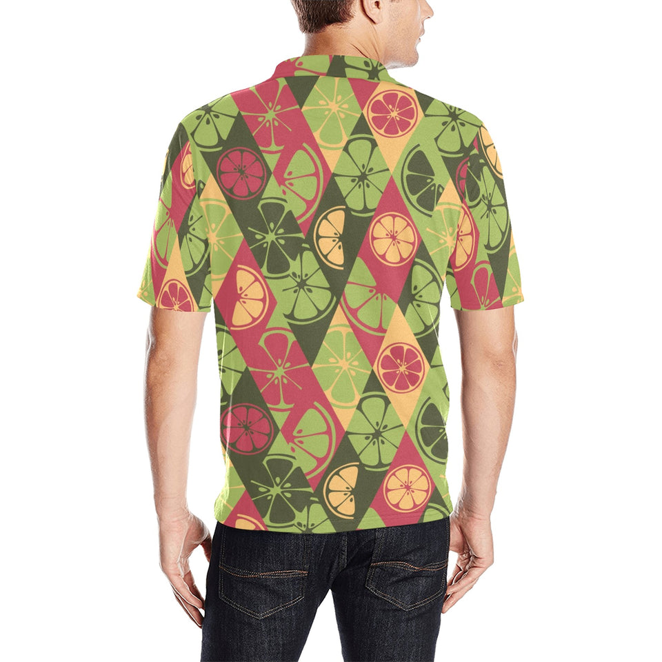 Cool Geometric lime pattern Men's All Over Print Polo Shirt
