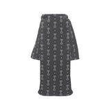 Engine Piston Black Background Pattern Design 02 Blanket Robe with Sleeves