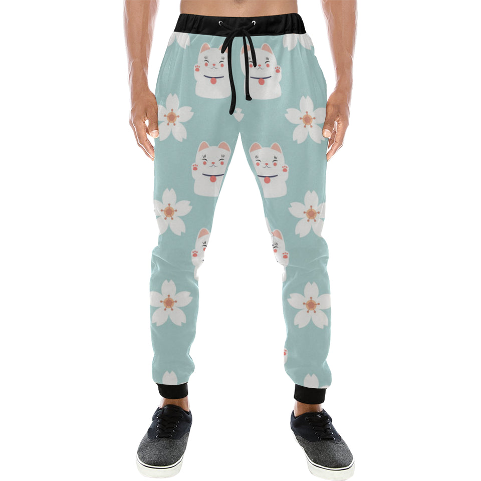 Maneki neko cat sakura Unisex Casual Sweatpants