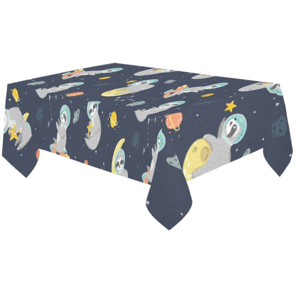 Cute sloth astronaut star planet rocket pattern Tablecloth
