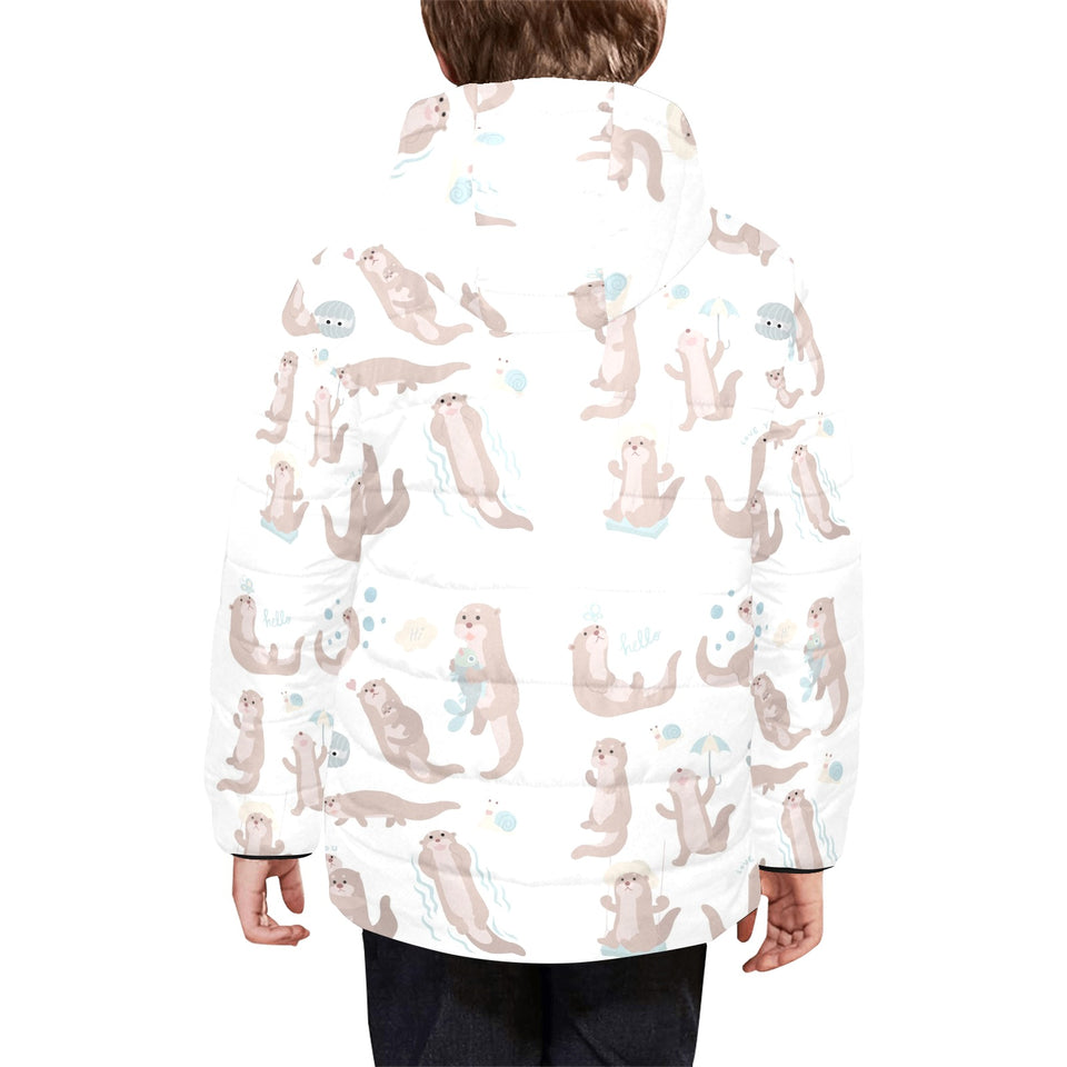 Cute sea otters pattern Kids' Boys' Girls' Padded Hooded Jacket