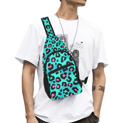 Green leopard skin print pattern All Over Print Chest Bag