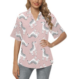 Cute zebra pattern Women's All Over Print Hawaiian Shirt