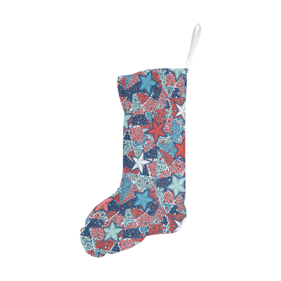 Hand drawn colorful starfish Christmas Stocking
