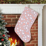 coral white heart pattern Christmas Stocking