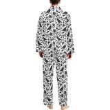 Crow dark floral pattern Men's Long Pajama Set