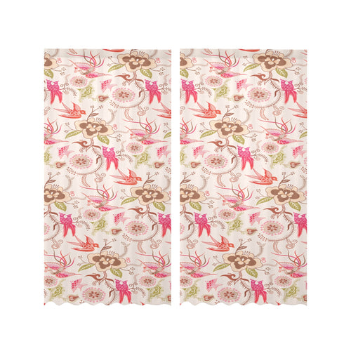 Swallow Pattern Print Design 01 Gauze Curtain