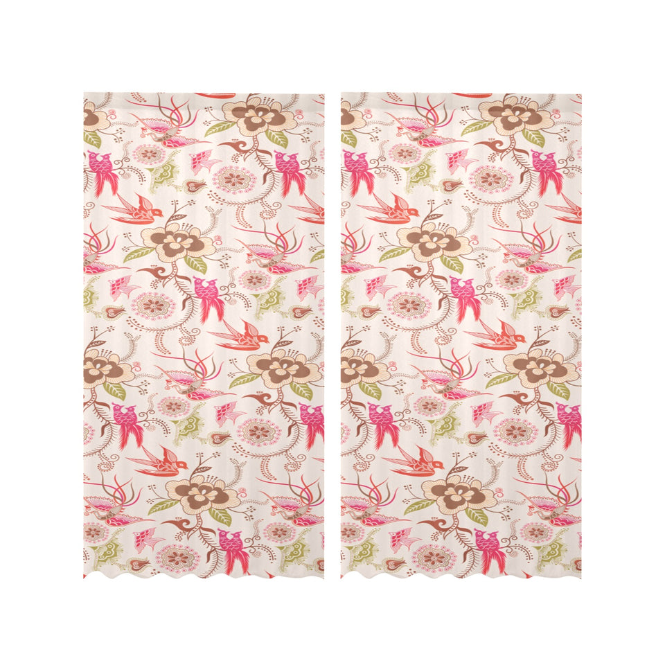Swallow Pattern Print Design 01 Gauze Curtain