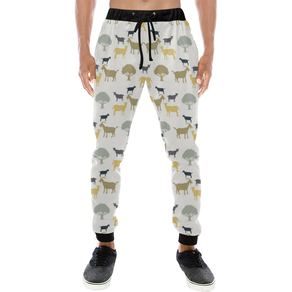 Silhouettes of goat and tree pattern Unisex Casual Sweatpants