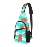 Octopuses sea wave background All Over Print Chest Bag
