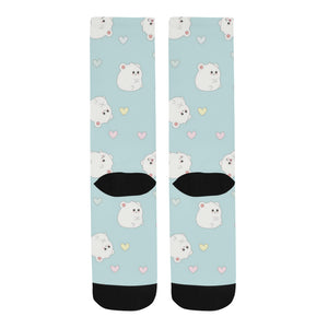 White cute hamsters heart pattern Crew Socks