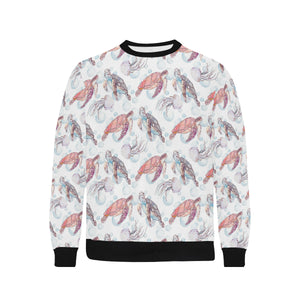 Watercolor sea turtle jellyfish pattern Men's Crew Neck Sweatshirt