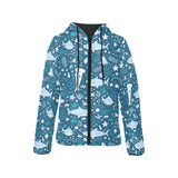 Cute shark pattern Women's Padded Hooded Jacket