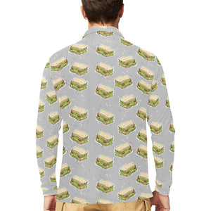 Sandwich Pattern Print Design 05 Men's Long Sleeve Polo Shirt