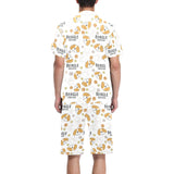 Cute beagle dog pattern background Men's V-Neck Short Pajama Set