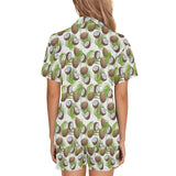 Coconut Pattern Print Design 04 Women's V-Neck Short Pajama Set