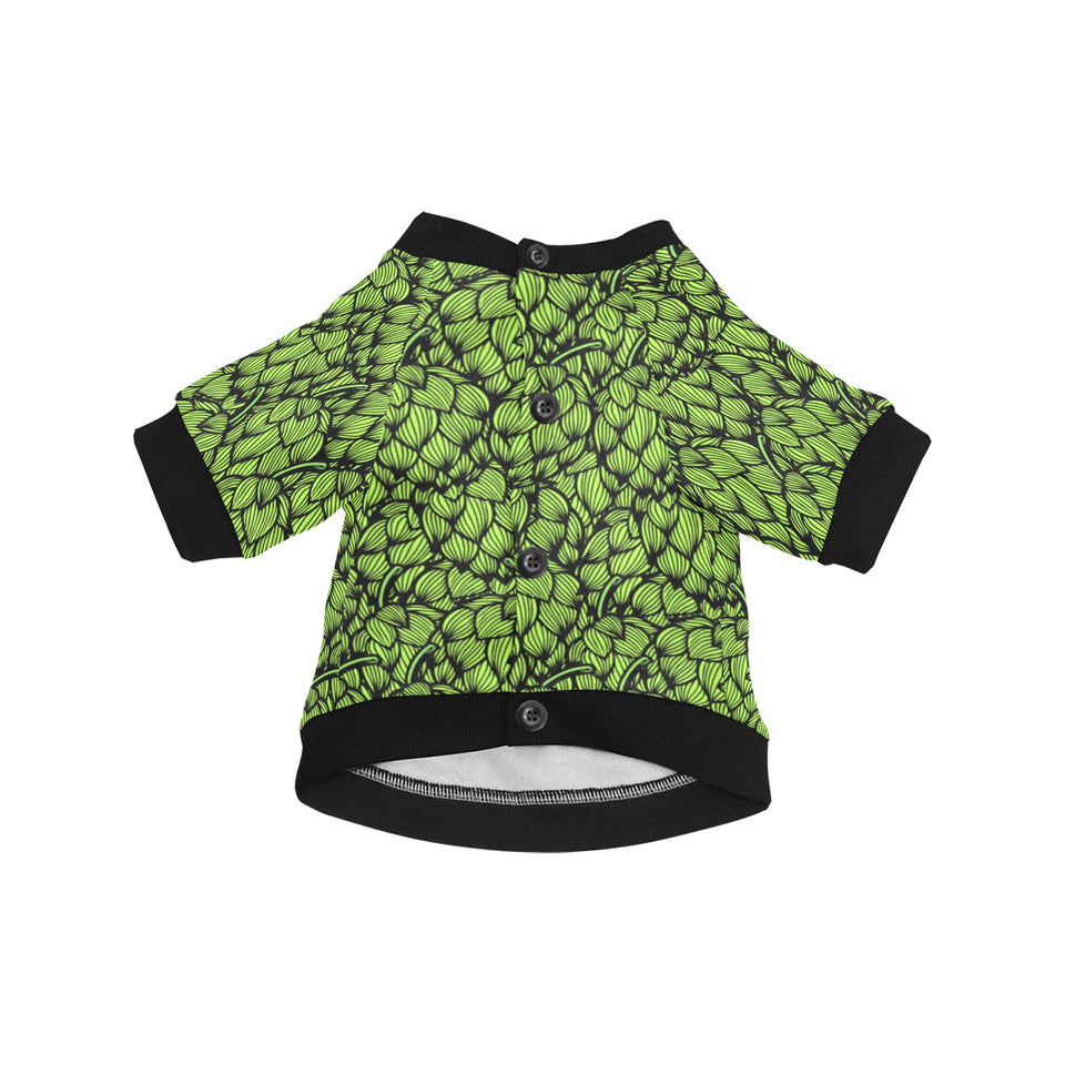 Green hop pattern All Over Print Pet Dog Round Neck Fuzzy Shirt