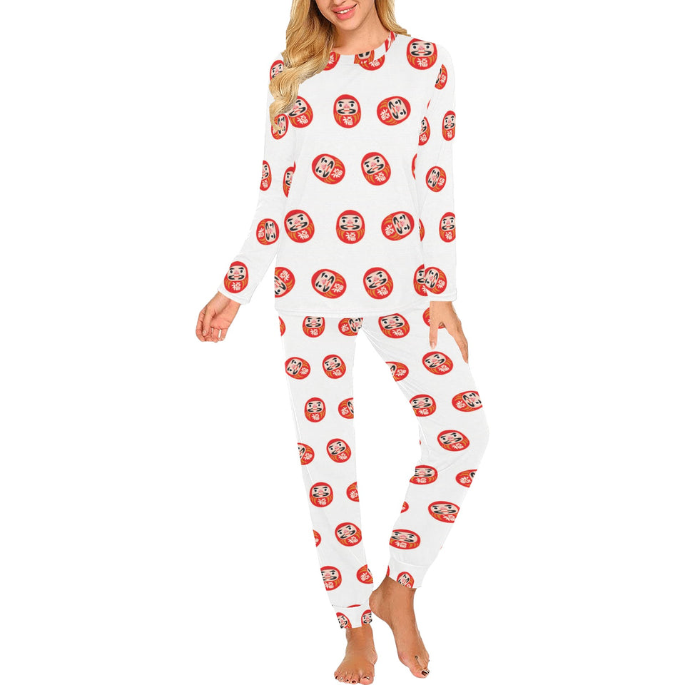 Daruma japanese wooden doll pattern Women's All Over Print Pajama Set