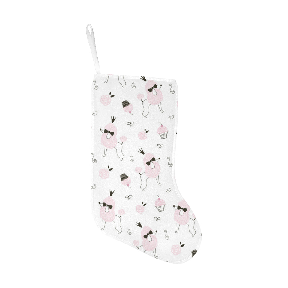 Poodle dog rose cake pattern Christmas Stocking