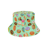 Colorful donut pattern green background Unisex Bucket Hat