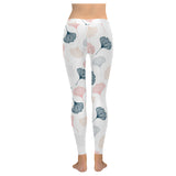 Black Gray Cream coral ginkgo leaves pattern Women's Legging Fulfilled In US