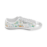 Cute funny kids dinosaurs pattern Men's Low Top Canvas Shoes White