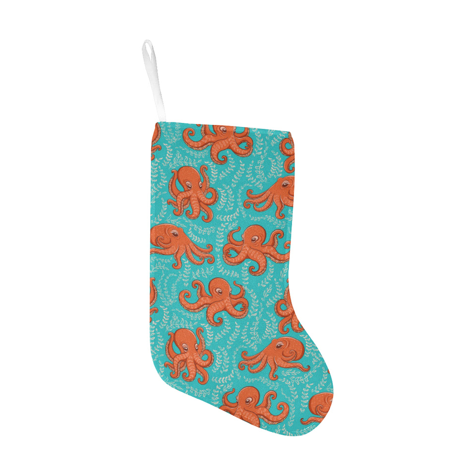 Octopus turquoise background Christmas Stocking