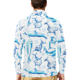 Watercolor dolphin pattern Men's Long Sleeve Polo Shirt